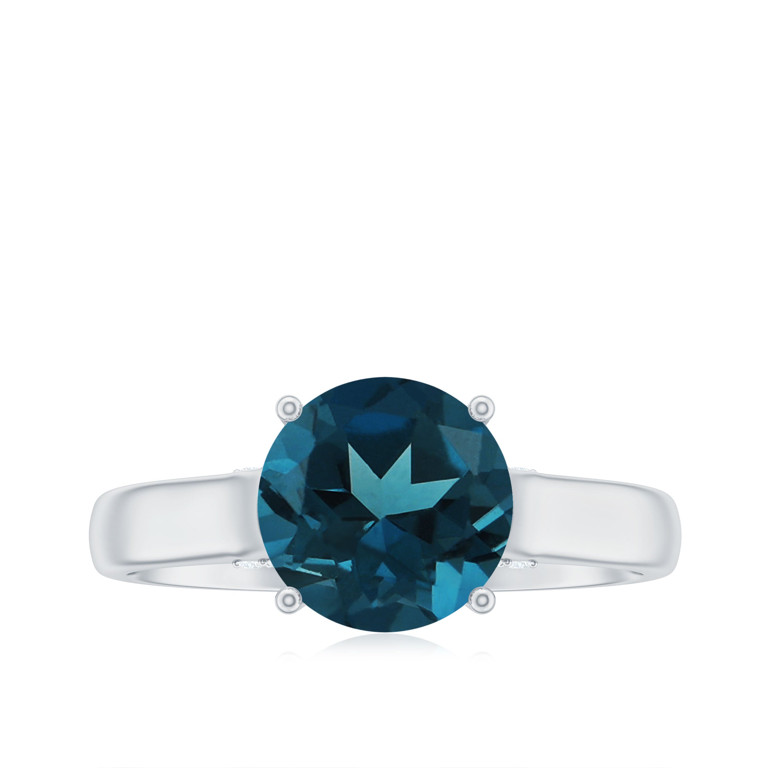 Rosec Jewels-Classic Round London Blue Topaz Solitaire Ring