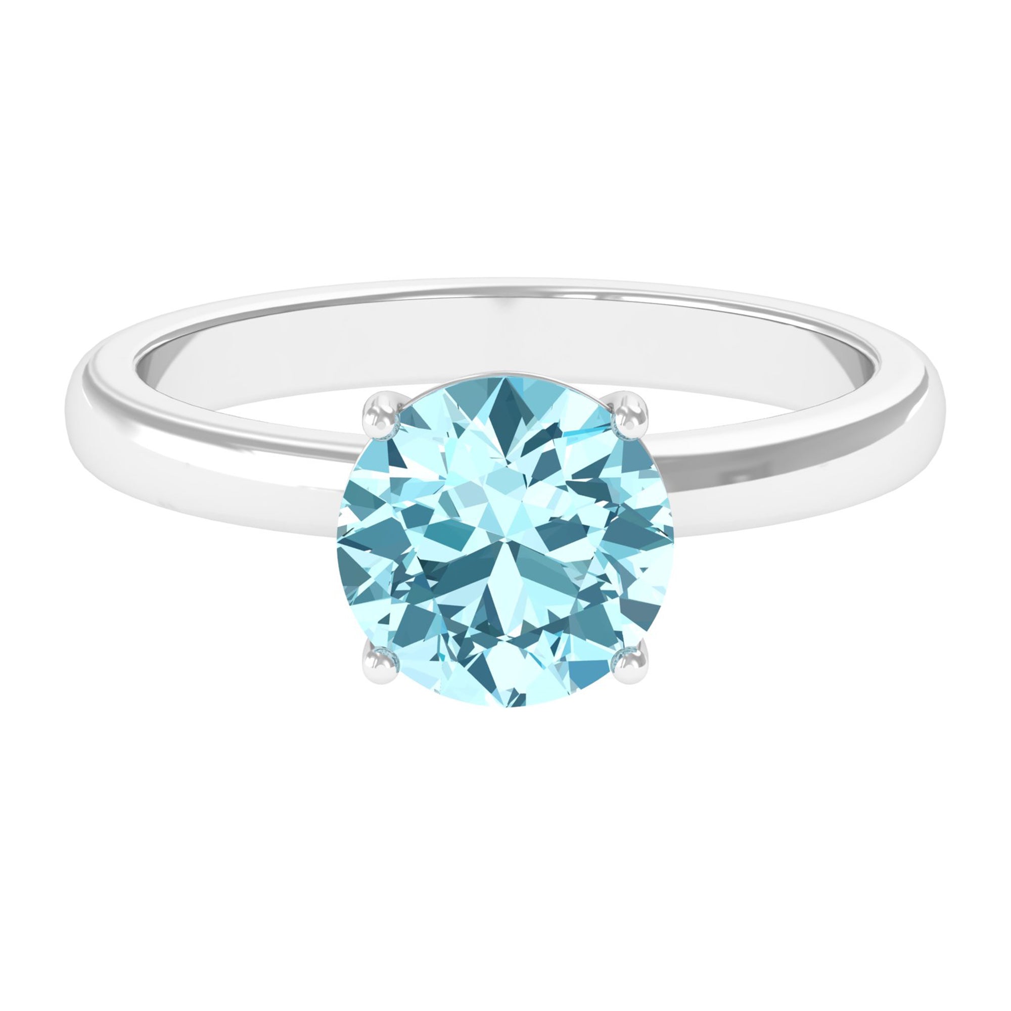 Rosec Jewels-Aquamarine Solitaire Promise Ring with Diamond