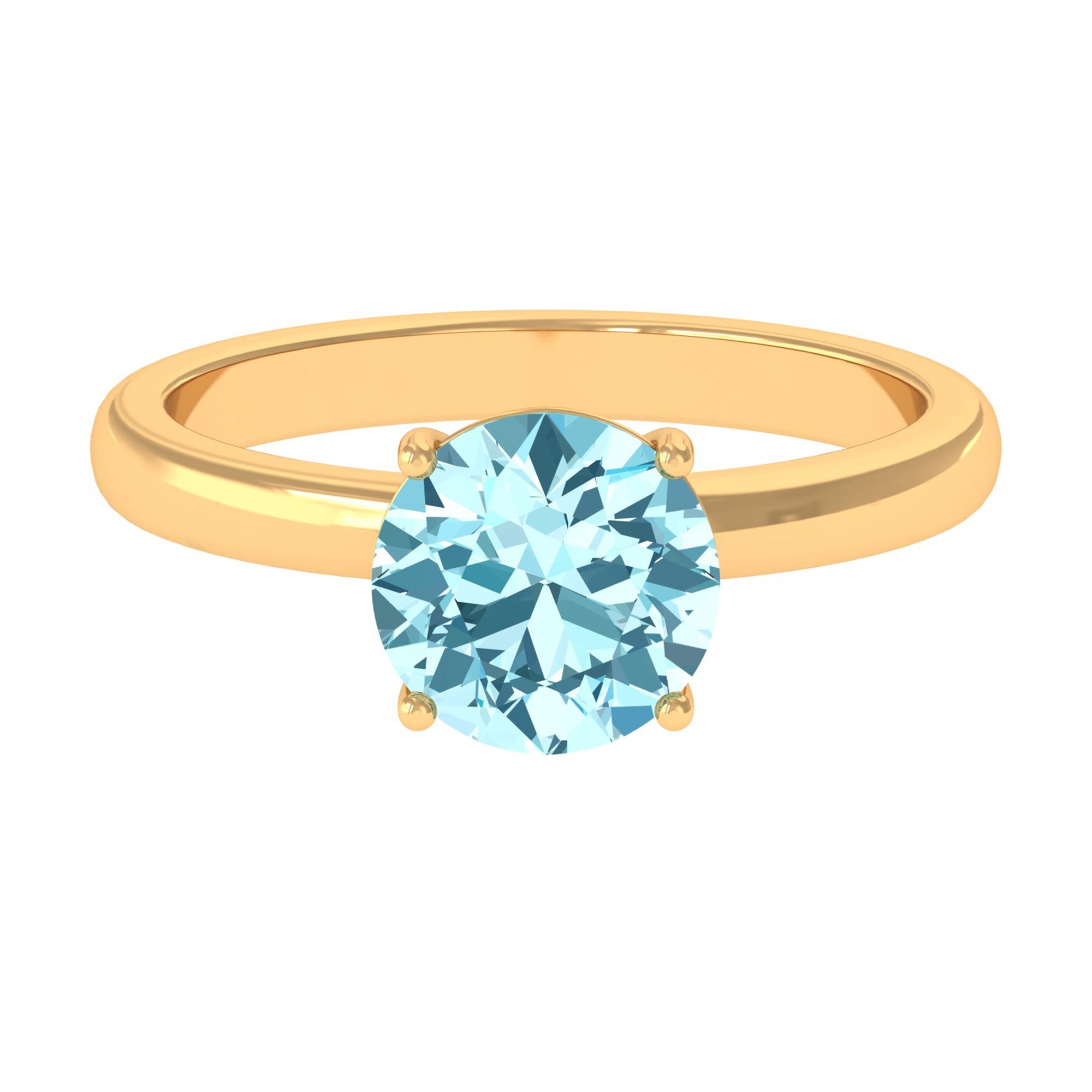 Rosec Jewels-Aquamarine Solitaire Promise Ring with Diamond