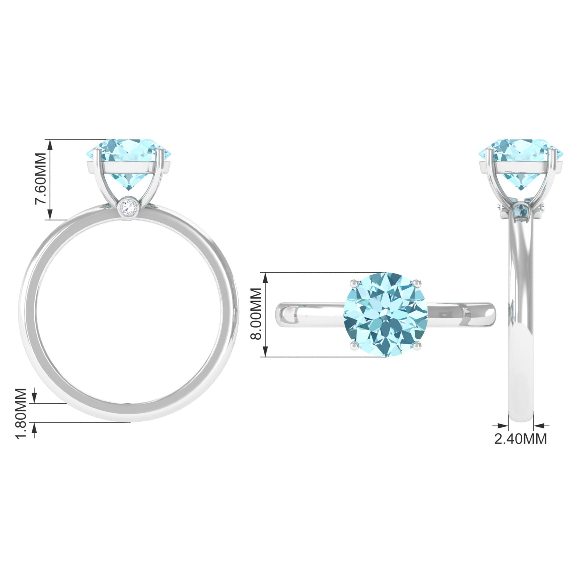 Rosec Jewels-Aquamarine Solitaire Promise Ring with Diamond