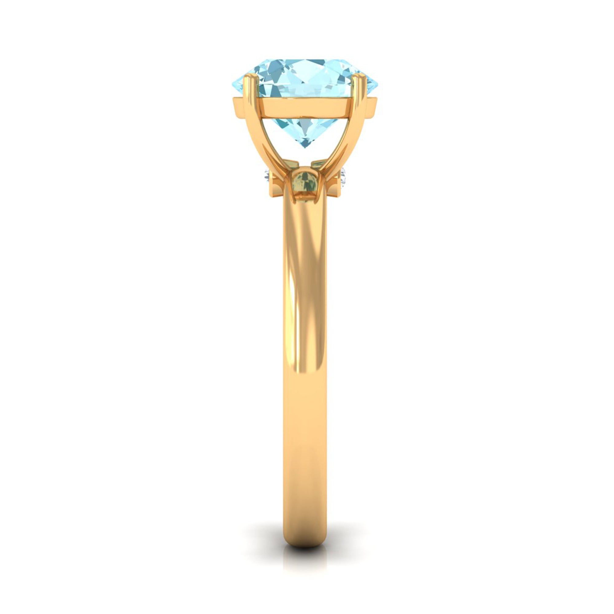 Rosec Jewels-Aquamarine Solitaire Promise Ring with Diamond