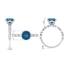 Rosec Jewels-2.50 CT Solitaire London Blue Topaz and Diamond Accent Engagement Ring with Milgrain Details