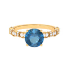 Rosec Jewels-2.50 CT Solitaire London Blue Topaz and Diamond Accent Engagement Ring with Milgrain Details