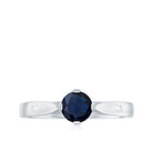 Rosec Jewels-Round Solitaire Blue Sapphire Promise Ring with Diamond