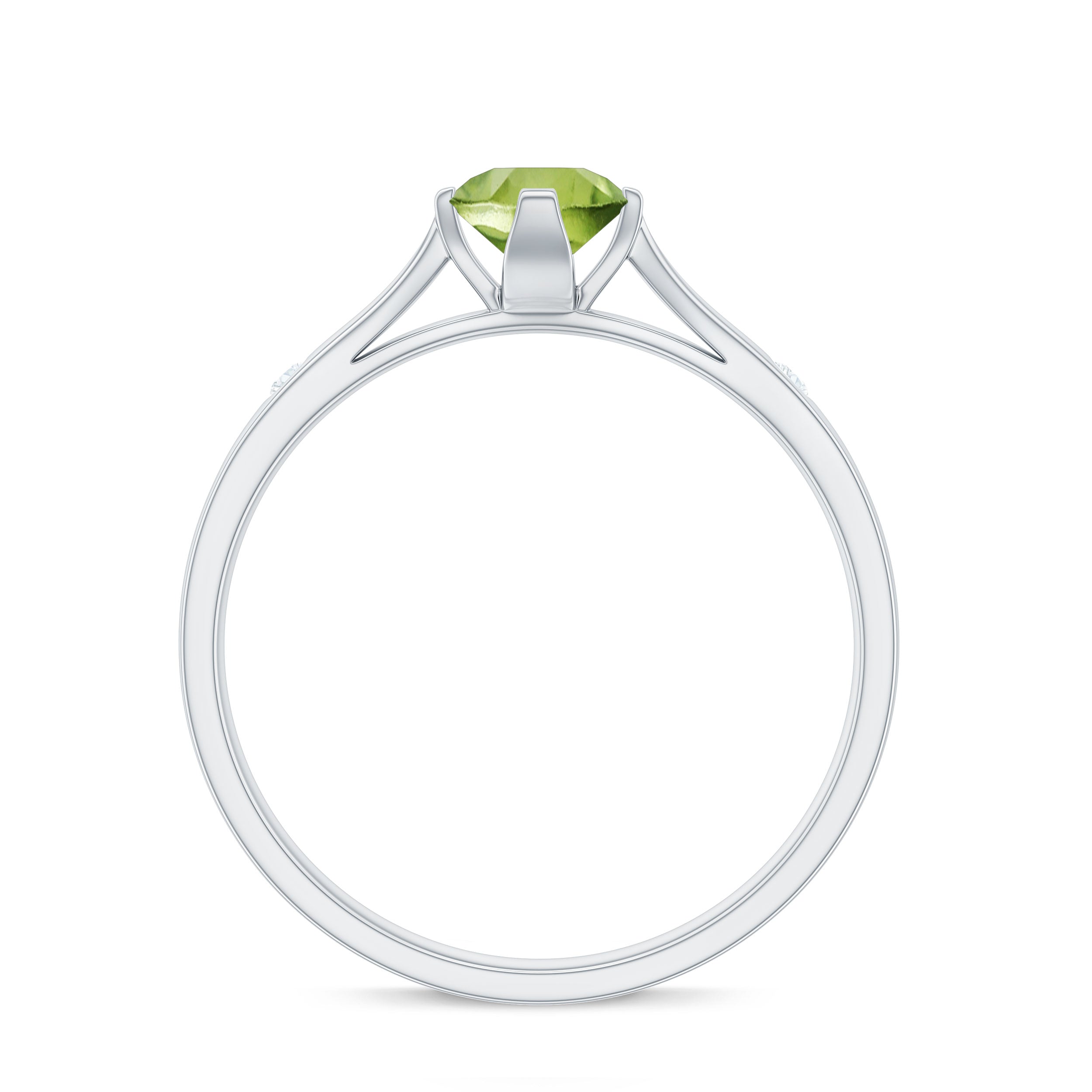 Rosec Jewels-Floral Set Peridot Solitaire Ring with Diamond