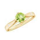 Rosec Jewels-Floral Set Peridot Solitaire Ring with Diamond