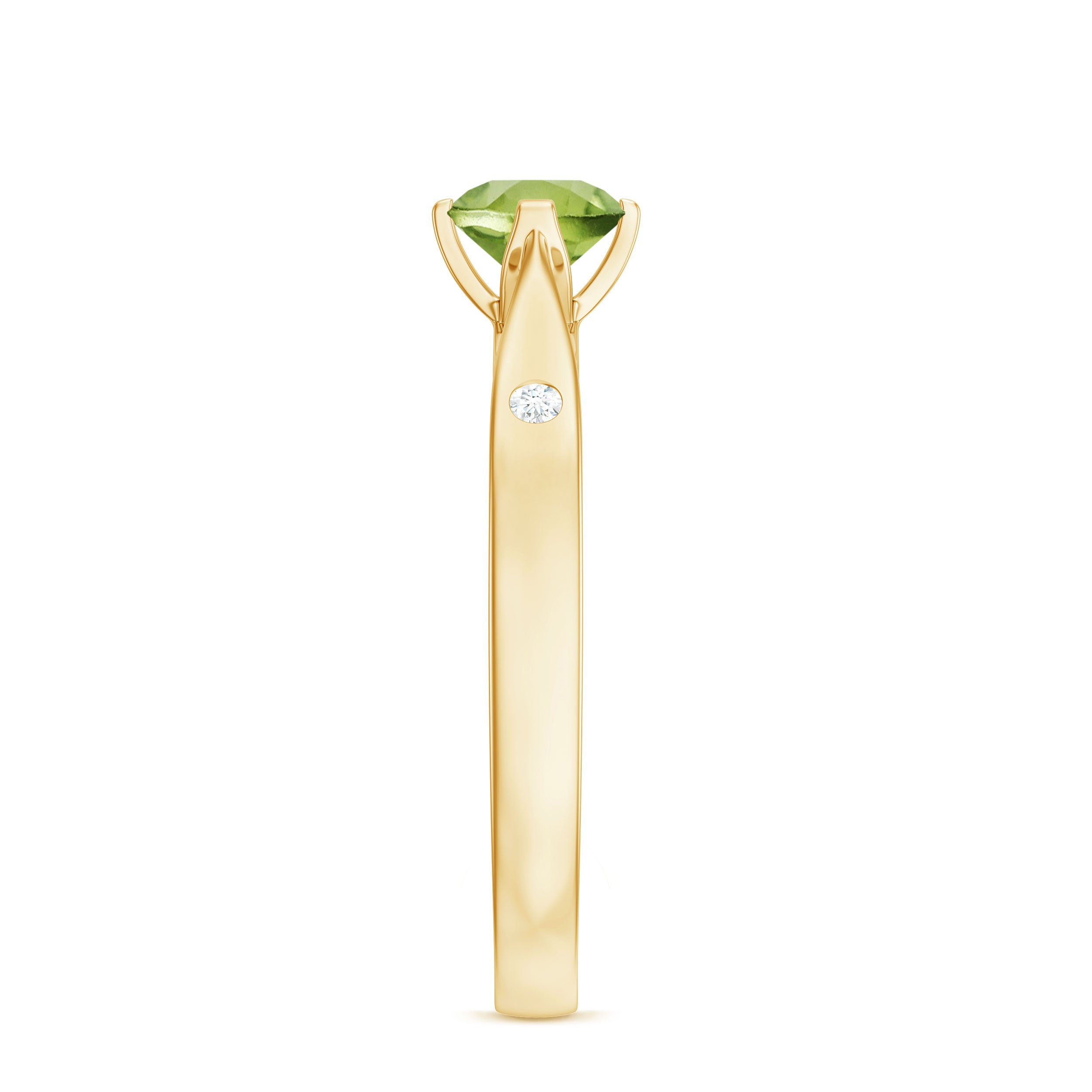 Rosec Jewels-Floral Set Peridot Solitaire Ring with Diamond