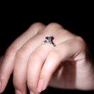 Rosec Jewels-Floral Set Tanzanite Solitaire Ring with Diamond