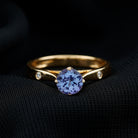 Rosec Jewels-Floral Set Tanzanite Solitaire Ring with Diamond