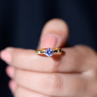 Rosec Jewels-Floral Set Tanzanite Solitaire Ring with Diamond