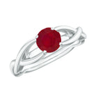 Rosec Jewels-Natural Ruby Solitaire Ring in Crossover Shank