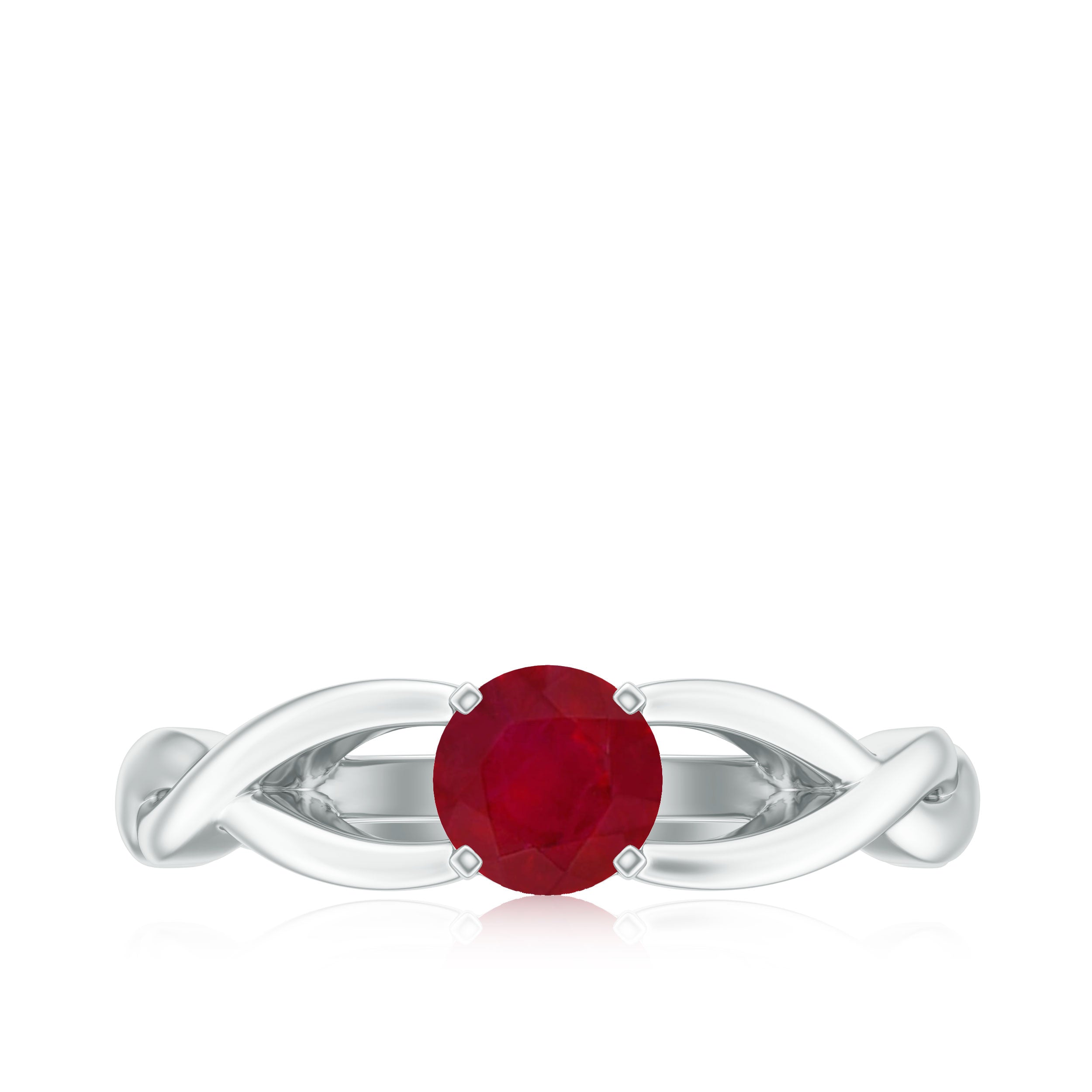 Rosec Jewels-Natural Ruby Solitaire Ring in Crossover Shank