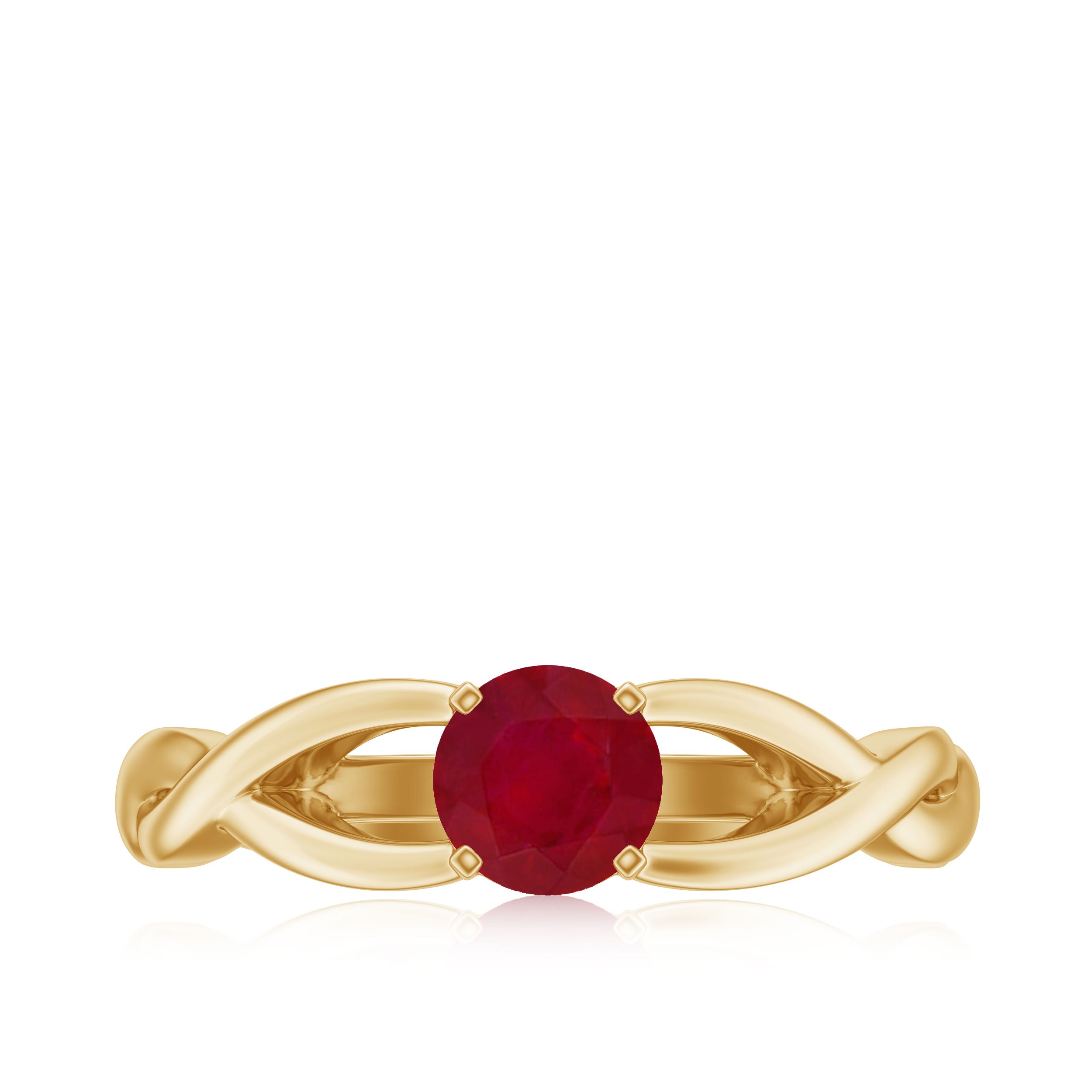 Rosec Jewels-Natural Ruby Solitaire Ring in Crossover Shank