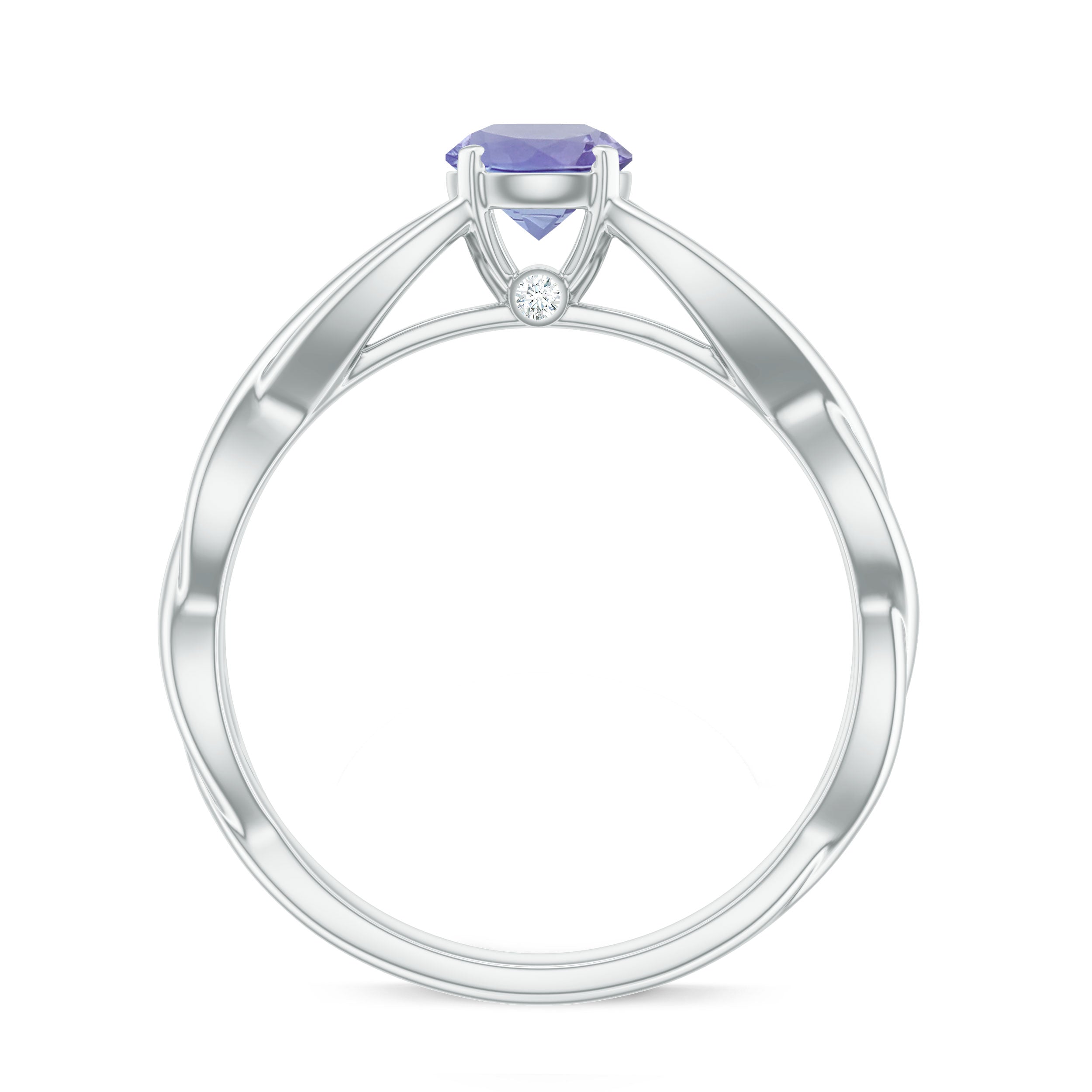 Rosec Jewels-Round Tanzanite Crossover Solitaire Ring