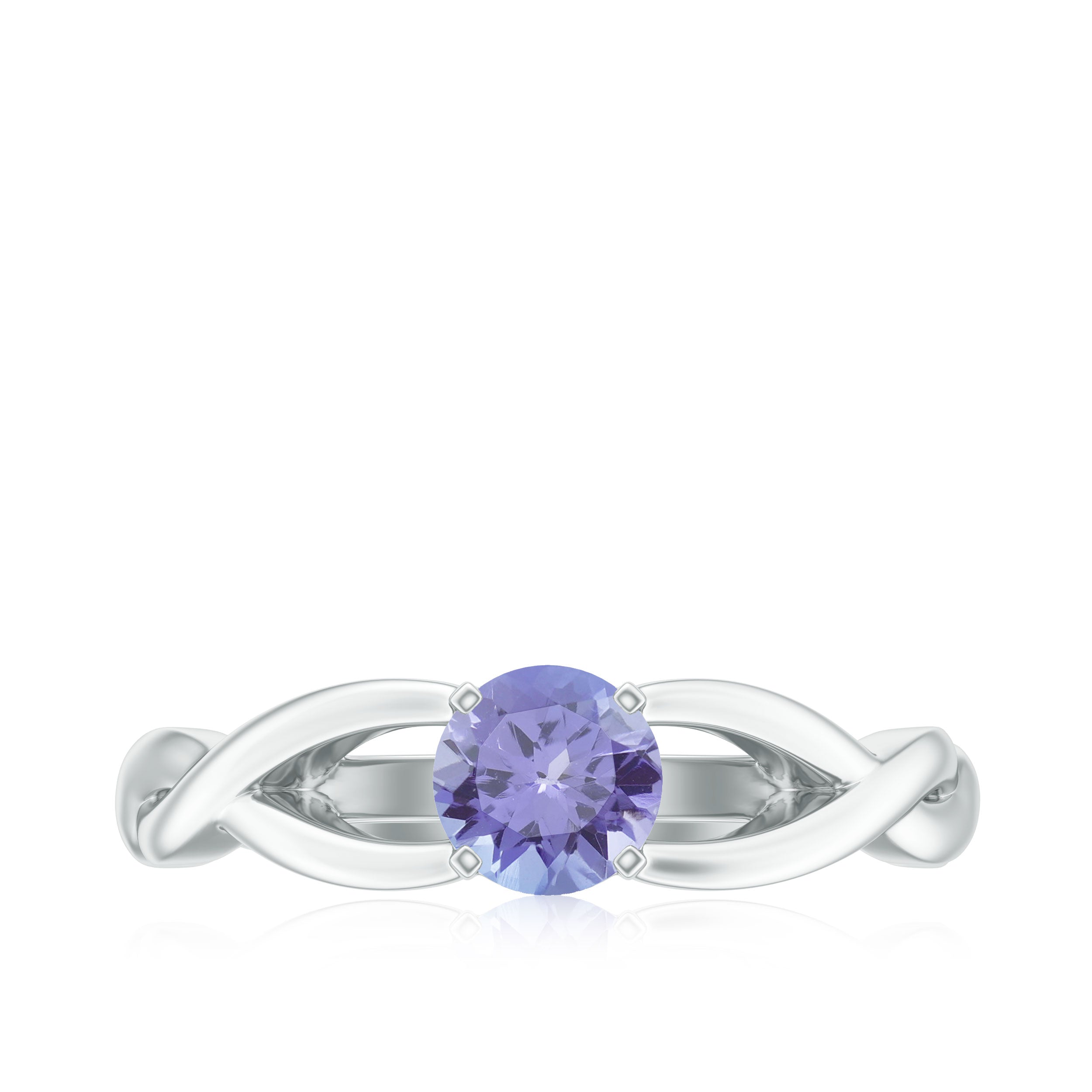 Rosec Jewels-Round Tanzanite Crossover Solitaire Ring