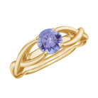 Rosec Jewels-Round Tanzanite Crossover Solitaire Ring