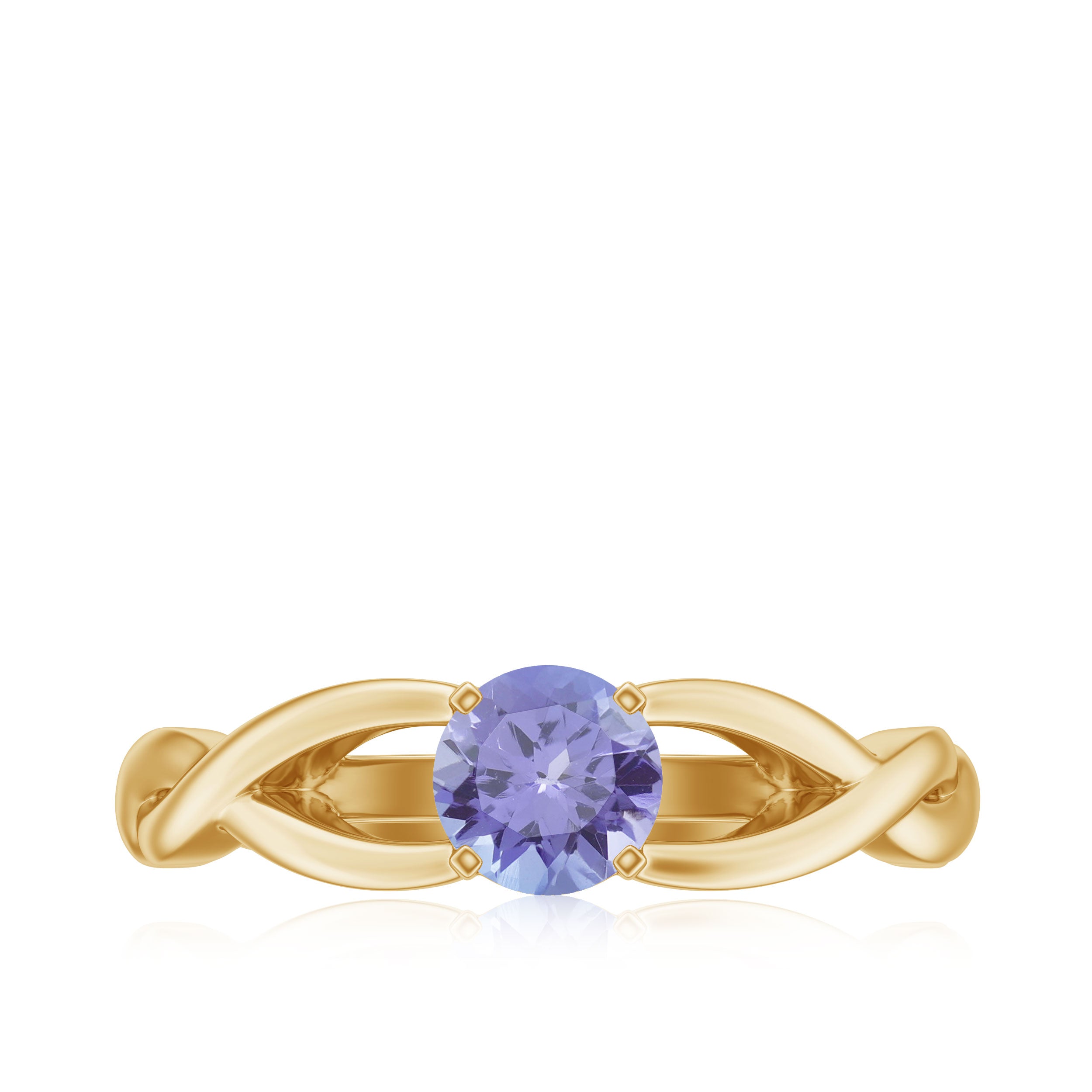 Rosec Jewels-Round Tanzanite Crossover Solitaire Ring