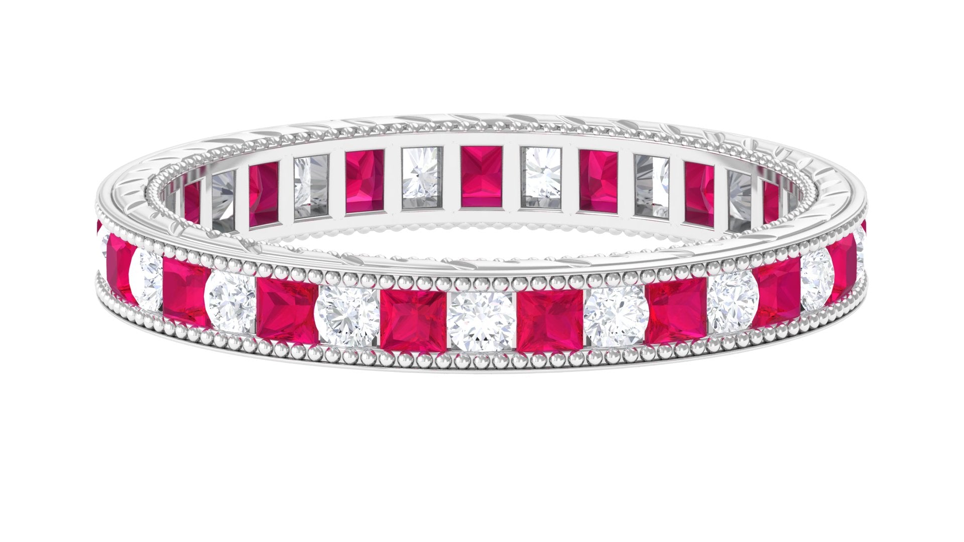 Rosec Jewels-Natural Ruby Moissanite Eternity Band Ring