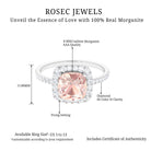 Rosec Jewels-Real Morganite Engagement Ring with Diamond Halo