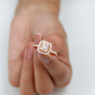 Rosec Jewels-Real Morganite Engagement Ring with Diamond Halo