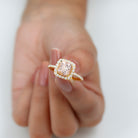 Rosec Jewels-Real Morganite Engagement Ring with Diamond Halo