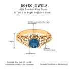 Rosec Jewels-Natural London Blue Topaz Vintage Inspired Ring with Diamond