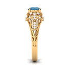 Rosec Jewels-Natural London Blue Topaz Vintage Inspired Ring with Diamond