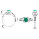 Rosec Jewels-Vintage Emerald Engagement Ring with Diamond