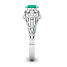 Rosec Jewels-Vintage Emerald Engagement Ring with Diamond