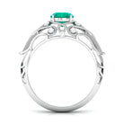 Rosec Jewels-Vintage Emerald Engagement Ring with Diamond