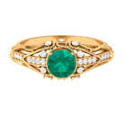 Rosec Jewels-Vintage Emerald Engagement Ring with Diamond