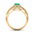 Rosec Jewels-Vintage Emerald Engagement Ring with Diamond