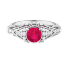 Rosec Jewels-Vintage Inspired Ruby Engagement Ring with Diamond