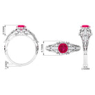 Rosec Jewels-Vintage Inspired Ruby Engagement Ring with Diamond