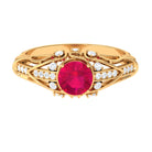 Rosec Jewels-Vintage Inspired Ruby Engagement Ring with Diamond