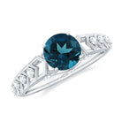 Rosec Jewels-1.75 CT London Blue Topaz Art Deco Solitaire Ring with Moissanite