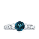 Rosec Jewels-1.75 CT London Blue Topaz Art Deco Solitaire Ring with Moissanite