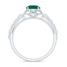 Rosec Jewels-Art Deco Emerald Solitaire Engagement Ring with Diamond