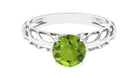 Rosec Jewels-8 MM Round Peridot Solitaire Gold Cut Work Ring in Prong Setting