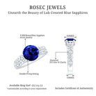 Rosec Jewels-Solitaire Lab Grown Blue Sapphire Flower Engagement Ring with Diamond