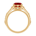 Rosec Jewels-Solitaire Created Ruby Gold Flower Engagement Ring with Moissanite