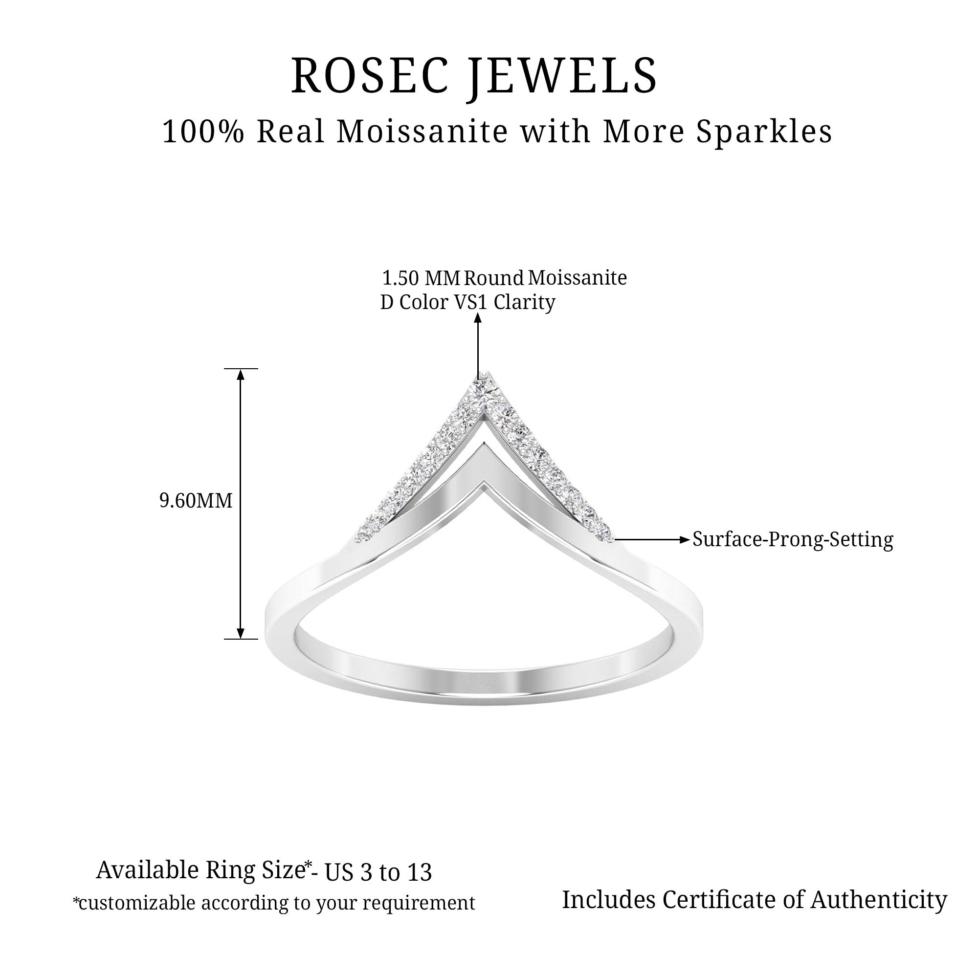 Rosec Jewels-Minimal Moissanite Chevron Enhancer Ring