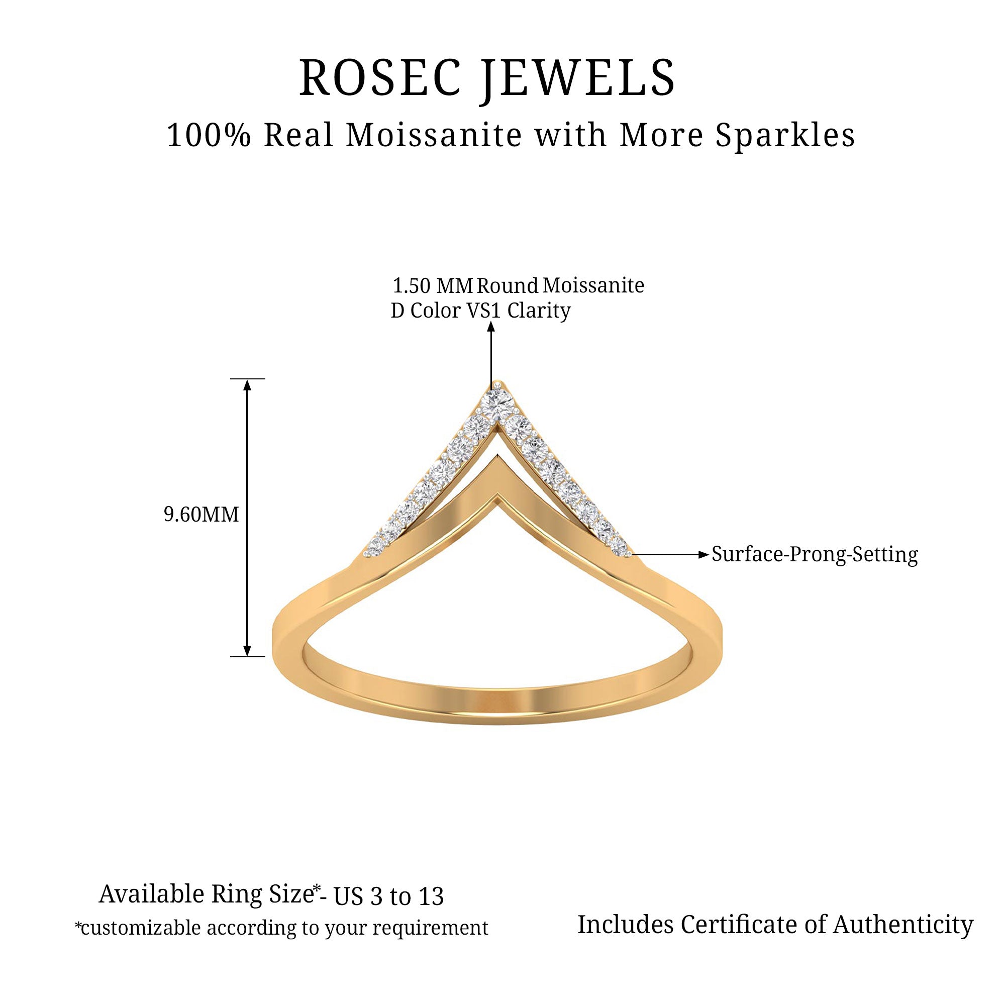 Rosec Jewels-Minimal Moissanite Chevron Enhancer Ring