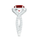 Rosec Jewels-Classic Created Ruby Crossover Engagement Ring with Moissanite Accent