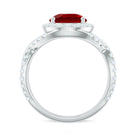 Rosec Jewels-Classic Created Ruby Crossover Engagement Ring with Moissanite Accent