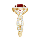 Rosec Jewels-Classic Created Ruby Crossover Engagement Ring with Moissanite Accent