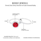 Rosec Jewels-Created Ruby Halo Wedding Ring Set in Gold with Moissanite