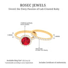 Rosec Jewels-Created Ruby Halo Wedding Ring Set in Gold with Moissanite