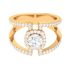 Rosec Jewels-2 CT Moissanite Designer Double Band Ring in Gold