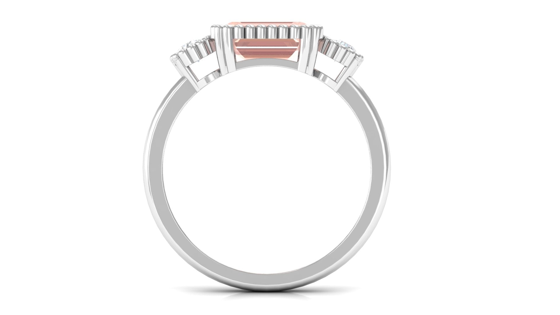 Rosec Jewels-Bezel Morganite East West Engagement Ring with Diamond